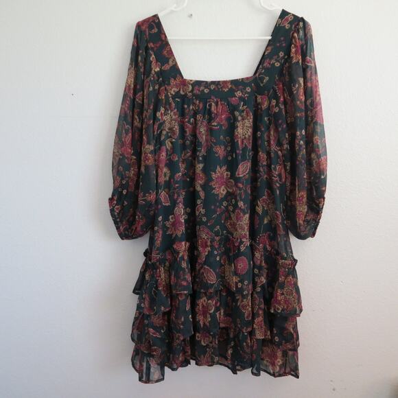 NWT Band of the Free Mandy Dress Pine Berry Boho Green Floral Dress Size Small - Picture 7 of 12